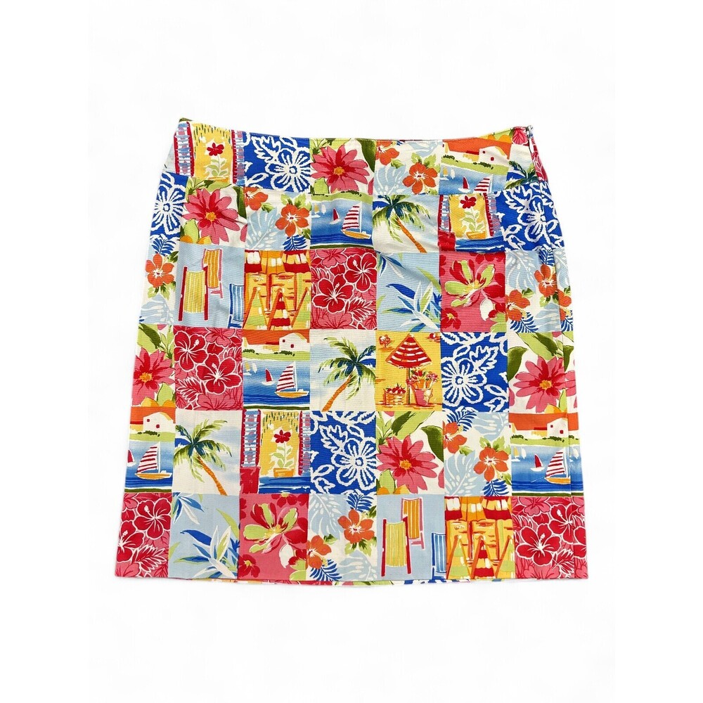 Talbots Plus Size 14 Tropical Patchwork Pencil Skirt